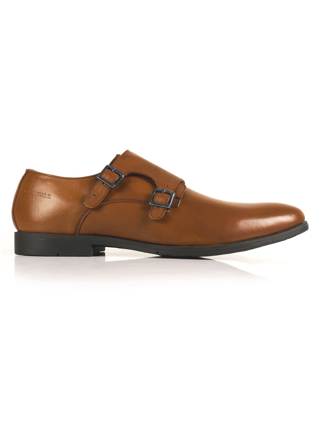 Tan Double Strap Monk Leather Shoes