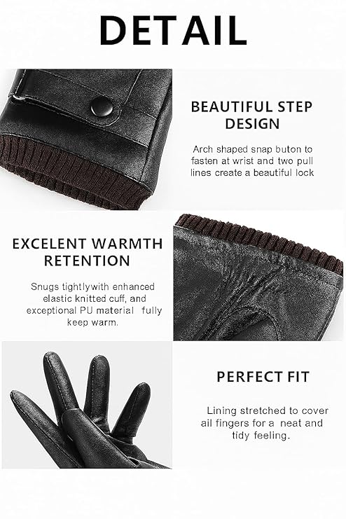 Men’s Winter Leather Wristwear with Warm Lining - Image 2