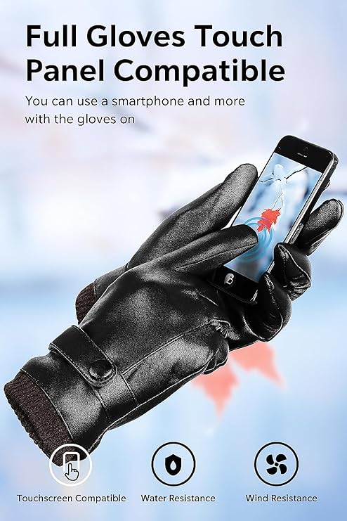 Men’s Winter Leather Wristwear with Warm Lining - Image 3