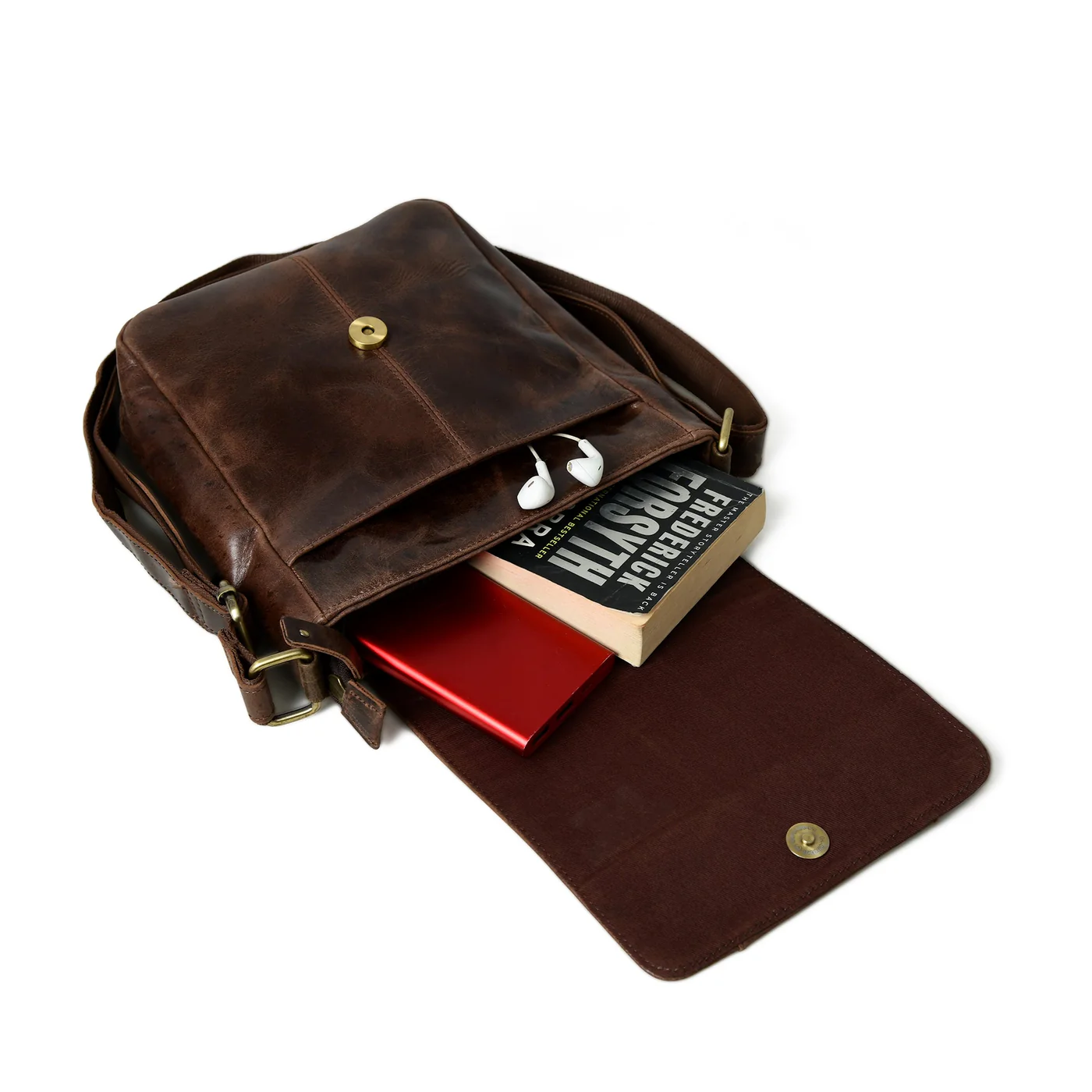 Brown Leather Crossbody Bag - Image 2