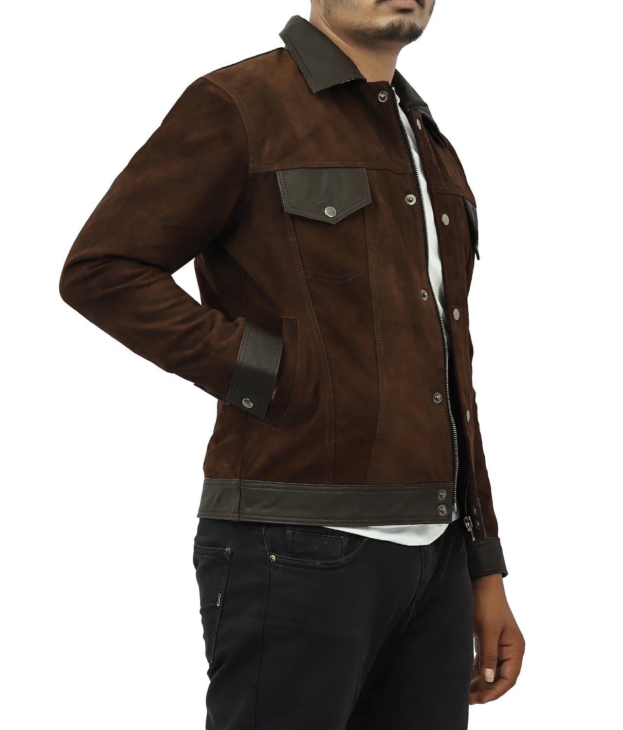 Cantras Suede Leather Biker Jacket - Image 4