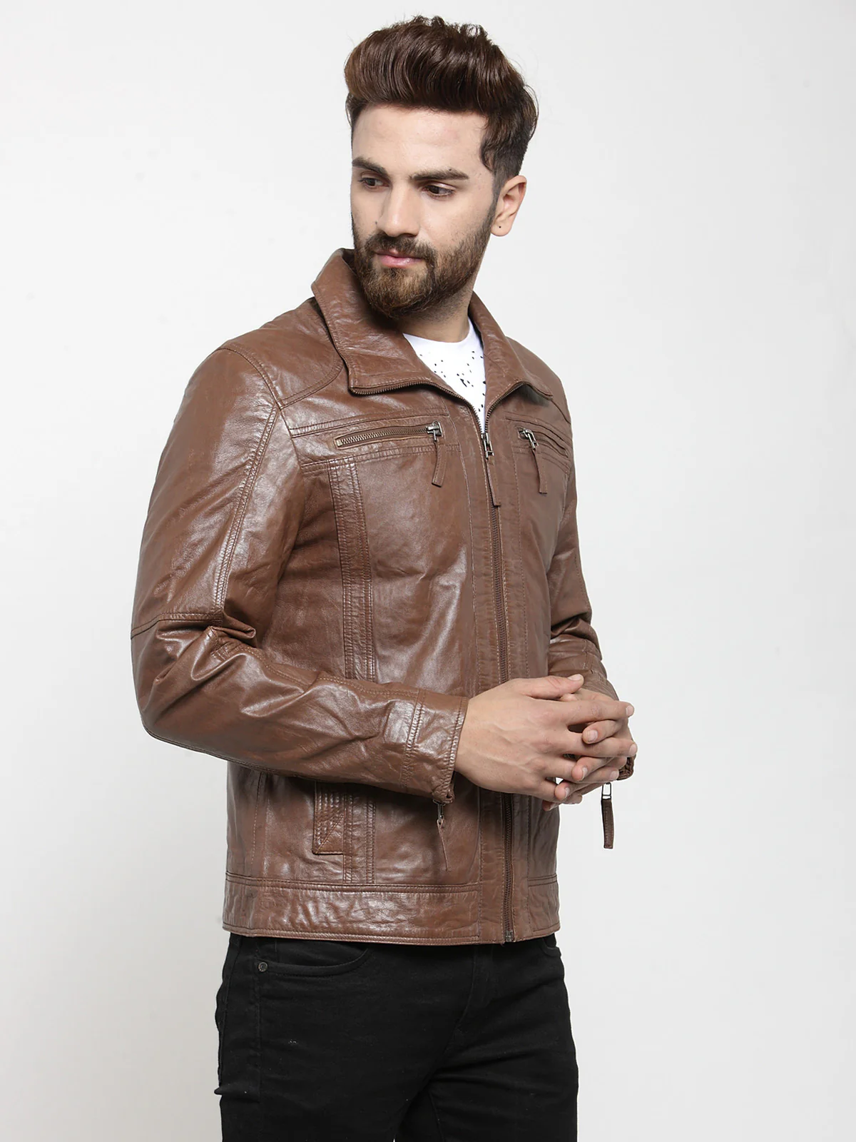 Genuine Leathers Men's Jacket (Brown)
