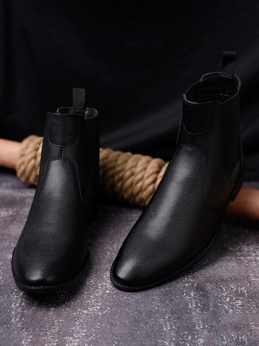 Obsidian Black Handcrafted Chelsea Milled Boots Sale priceRs. 1,949 Regular priceRs. 3,999